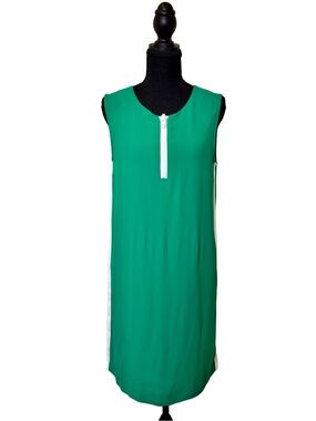 Cop.Copine Cherry Robe Green And White Zip Front Shift Dress Preppy EU 38 / US 6